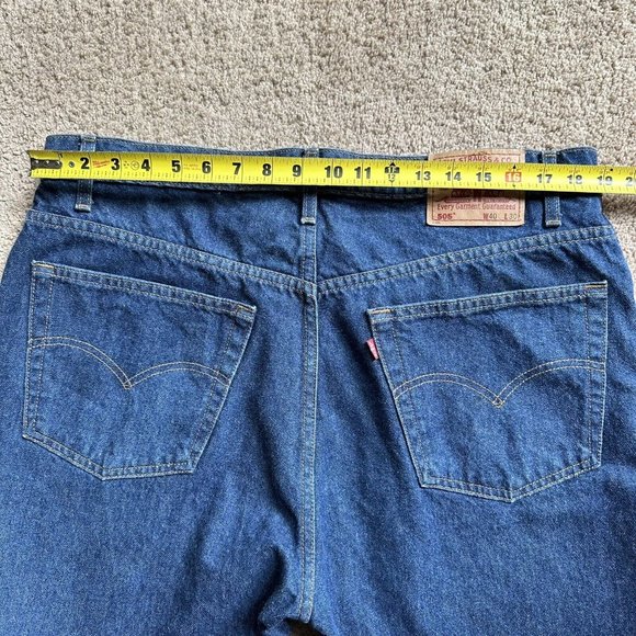 Levi 505 Shorts Mens 38x9 Vintage Blue Medium Wash Denim Cut Off - Picture 6 of 12